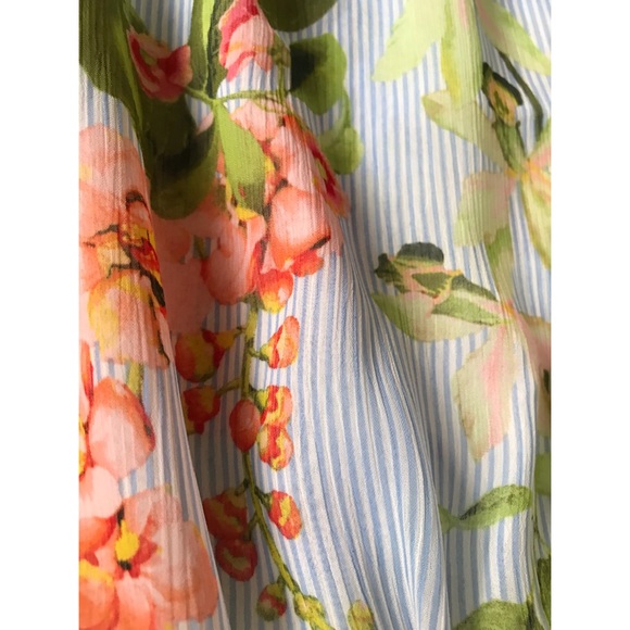 Tommy Hilfiger Women’s Striped and Floral Print Tassel Tie-Neck Top  XL - Picture 7 of 7